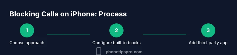 Tailwind infographic showing a 3-step process for blocking iPhone calls