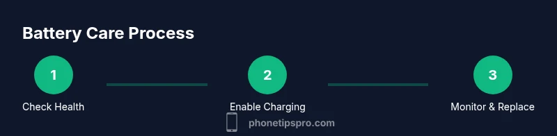 Process infographic showing steps to treat iPhone battery