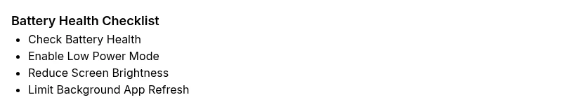 Checklist for extending iPhone battery life