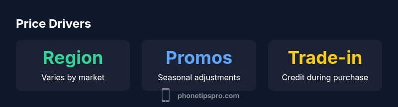 Infographic showing price drivers for iPhone 14 Pro in 2026