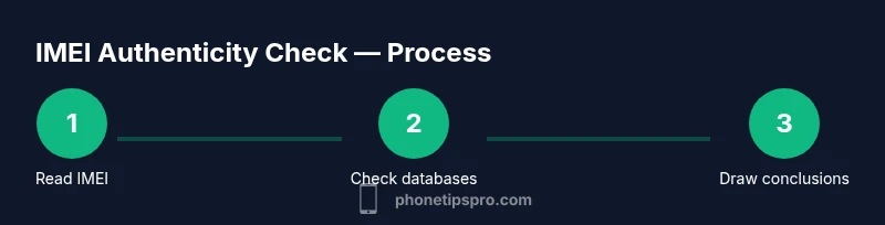 Process diagram showing three steps for IMEI verification