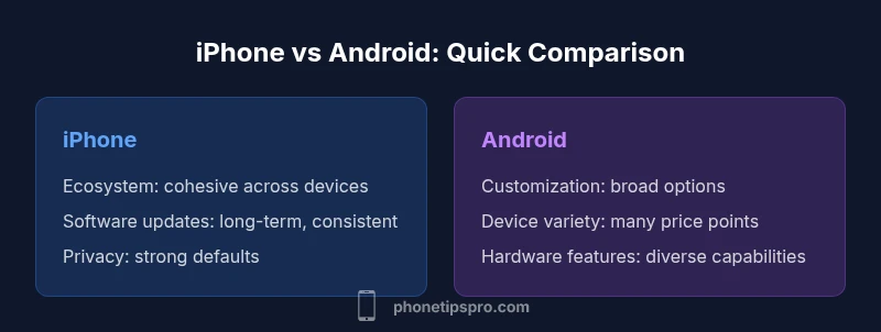 Comparison infographic of iPhone vs Android