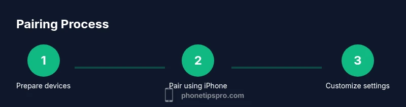 Infographic showing three-step pairing: Prepare, Pair, Customize