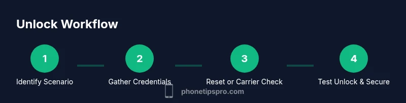 Process infographic showing iPhone unlock steps