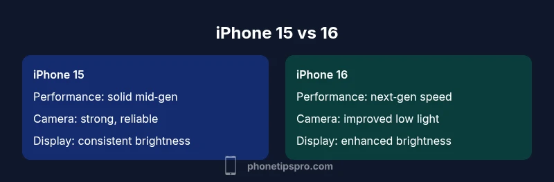 Infographic comparing iPhone 15 and iPhone 16 features
