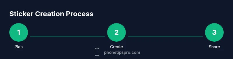 Process infographic showing steps to create iPhone stickers