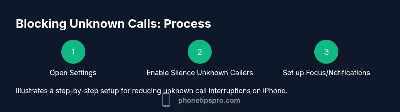 Diagram showing steps to block unknown numbers on iPhone