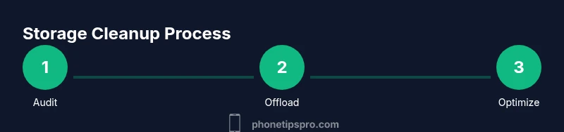 Infographic showing 3-step process to clean iPhone storage
