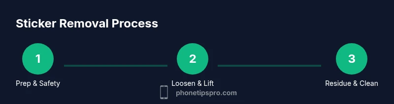 Infographic showing a 3-step sticker removal process