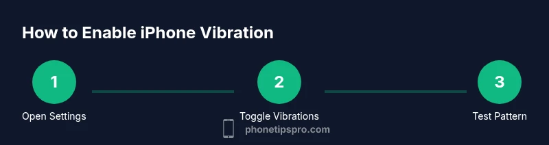 Process diagram showing 3-step iPhone vibration setup
