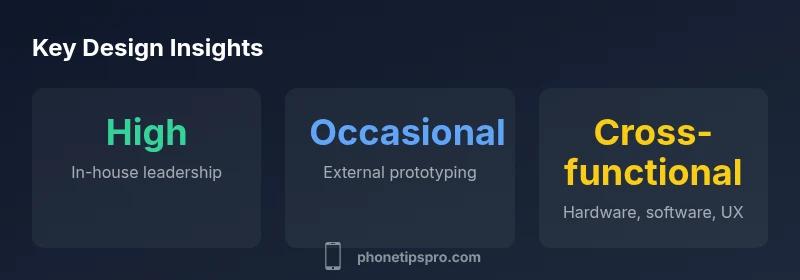 Infographic showing in-house design leadership, external prototyping, cross-functional teams