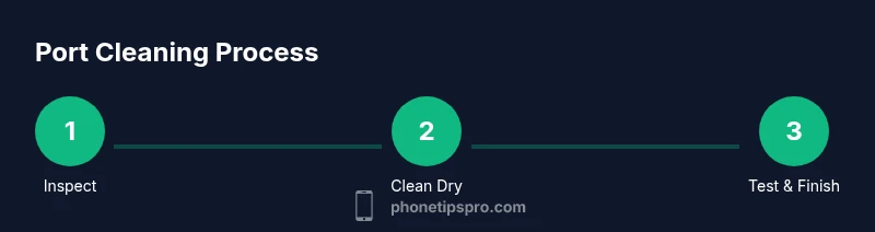 Infographic showing a three-step port cleaning process