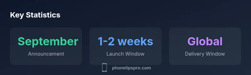 Timeline infographic showing announcement, launch window, and global delivery
