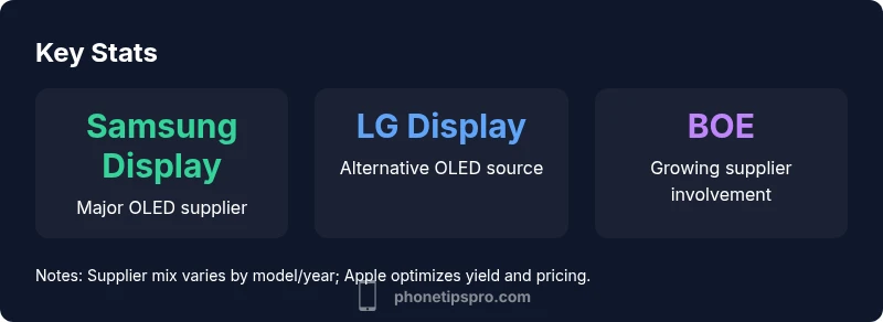 Infographic showing iPhone display suppliers: Samsung, LG, BOE