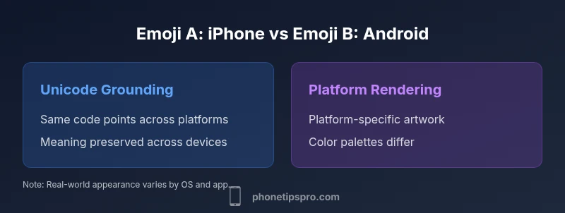 infographic comparing iPhone vs Android emoji rendering