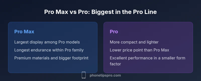 Comparison infographic showing Pro Max vs Pro side-by-side.