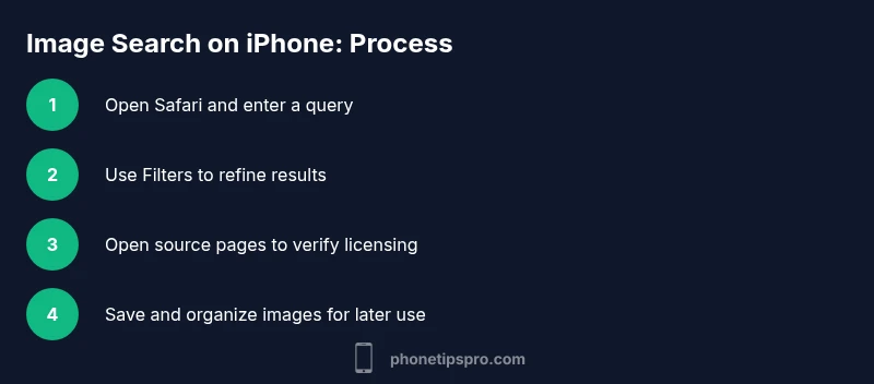 Process diagram showing steps to search images on iPhone