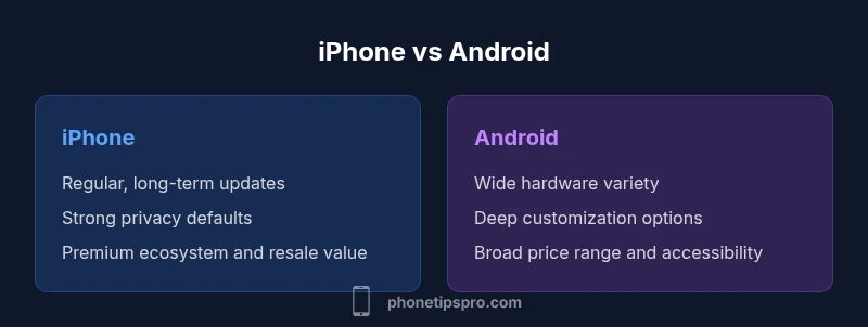 Infographic comparing iPhone and Android features