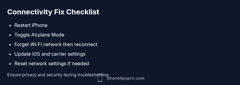 Checklist graphic of iPhone connectivity fixes