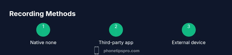 Process infographic showing three methods to record iPhone calls