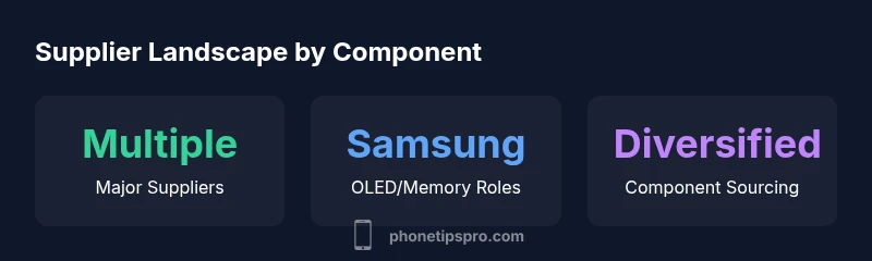 Infographic showing iPhone component suppliers including Samsung