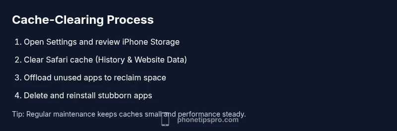 Infographic showing steps to clear iPhone caches