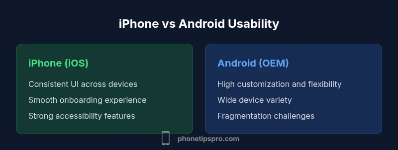 Side-by-side usability comparison of iPhone vs Android