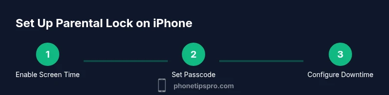 Infographic showing steps to set up iPhone parental controls with Screen Time