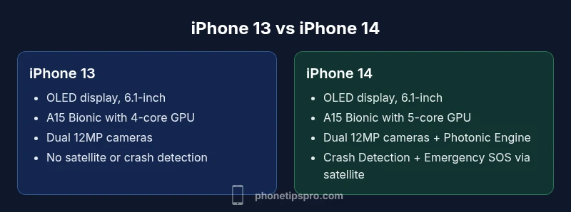 Infographic comparing iPhone 13 and iPhone 14 features