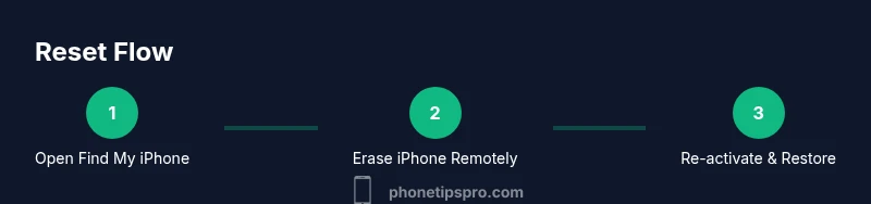 Infographic showing a 3-step process to reset an iPhone locked remotely