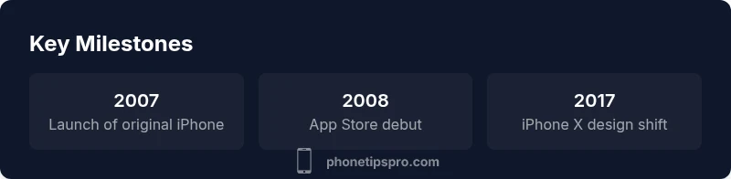 Timeline infographic showing iPhone launch milestones