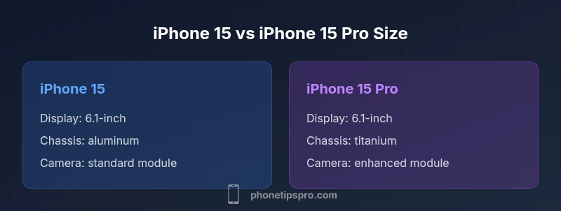 Infographic comparing iPhone 15 and iPhone 15 Pro sizes