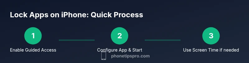 Infographic showing a 3-step process to lock iPhone apps