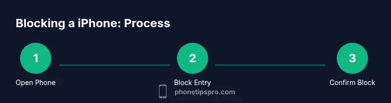 Infographic showing a step-by-step process to block a contact on iPhone