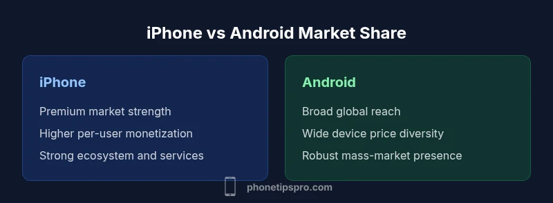 Infographic comparing iPhone and Android market share