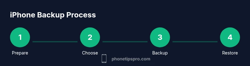 Process diagram showing iPhone backup steps
