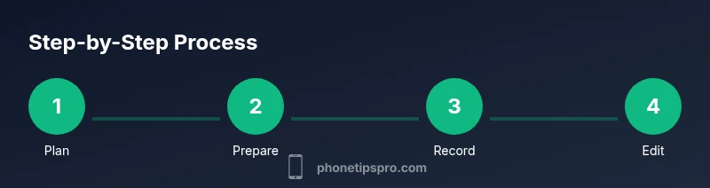 Process diagram showing planning, preparation, recording, and editing audio on iPhone
