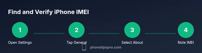 Flowchart showing locating iPhone IMEI via Settings