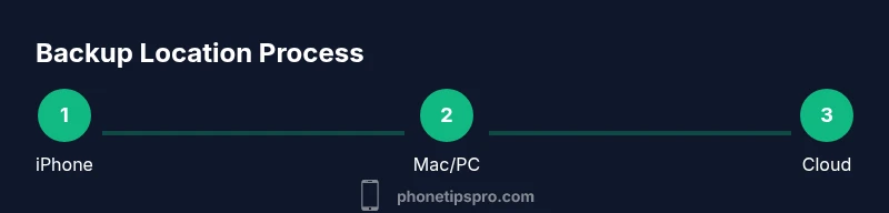 Process diagram showing iPhone backups to iCloud and local computer