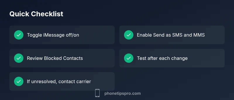 Checklist for fixing iPhone text delivery from Android