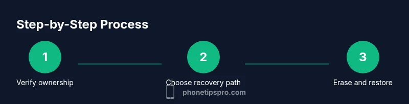 Infographic showing 3-step process to remove iPhone passcode using official methods