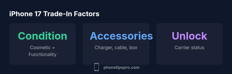 Infographic showing factors affecting iPhone 17 trade-in value