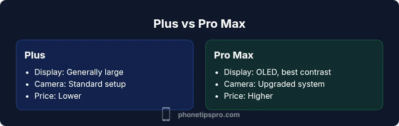 Side-by-side comparison of iPhone Plus and Pro Max features