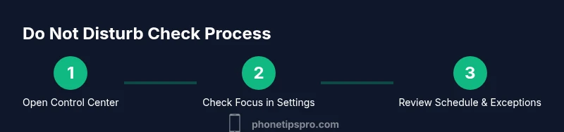 Process diagram showing steps to check Do Not Disturb on iPhone