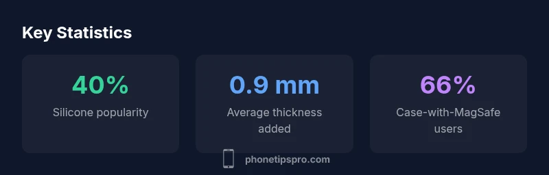 Stats infographic showing materials, thickness, and MagSafe usage for iphone air cases
