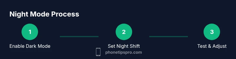 Process diagram for enabling night mode on iPhone