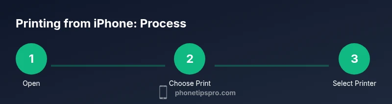 Process infographic showing steps to print from iPhone