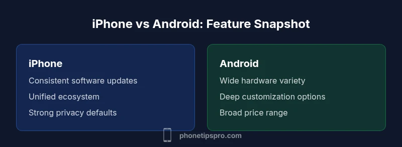 Chart comparing iPhone vs Android features