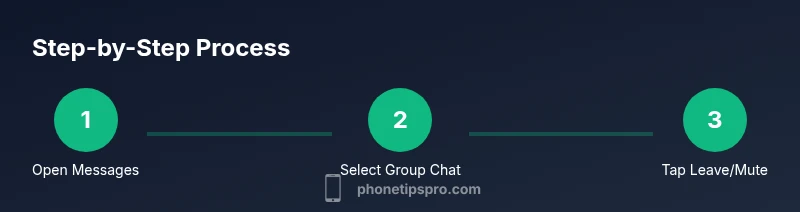 Infographic showing steps to leave a group chat on iPhone