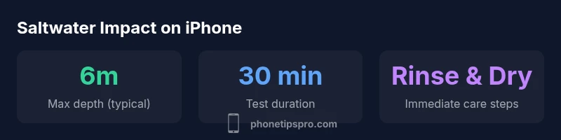 Infographic showing saltwater risk and care steps for iPhone
